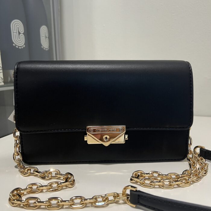 Michael Kors Cece Medium Flap Structured Clutch Crossbody in Black