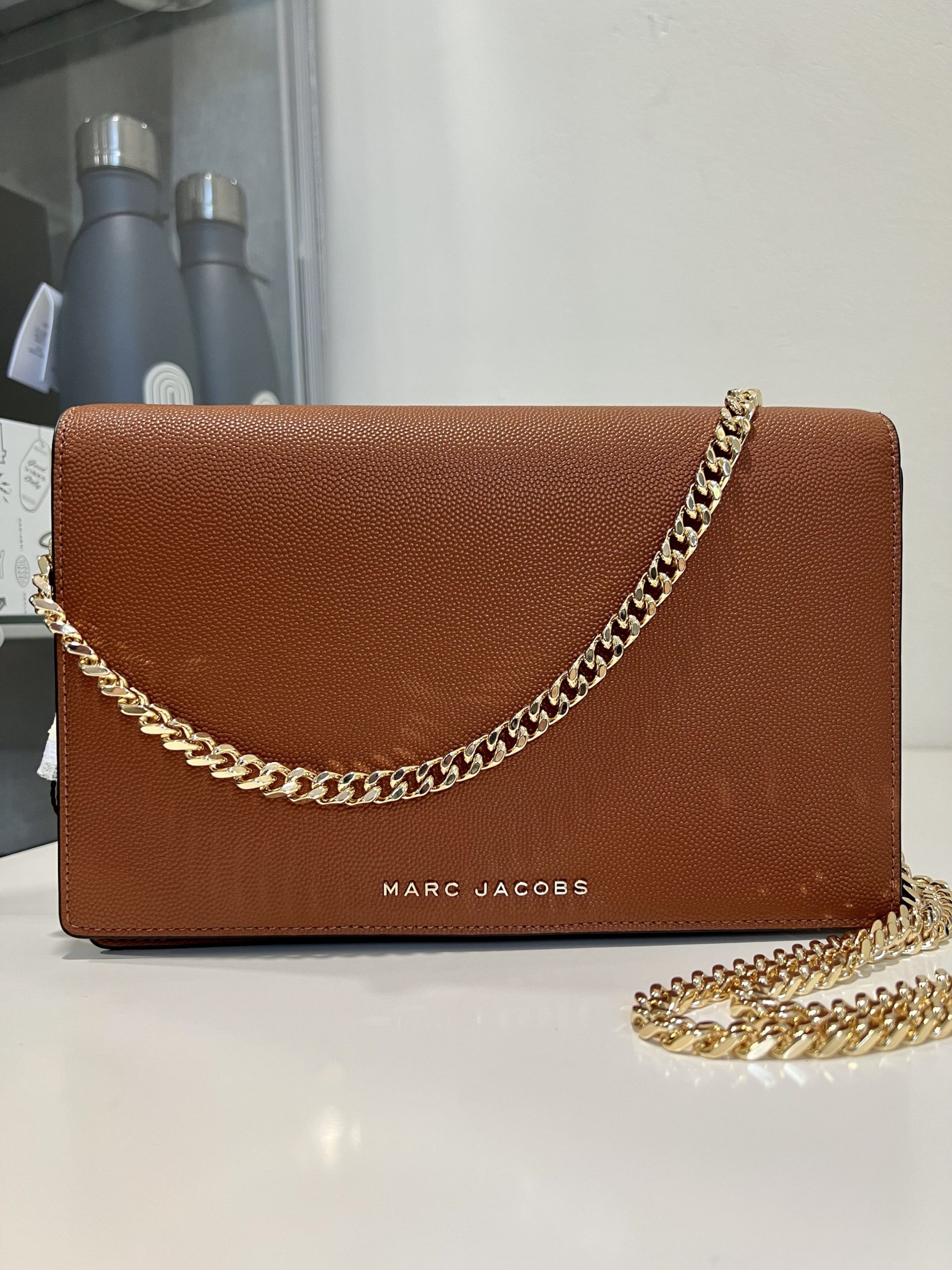 Marc Jacobs Daily Party On A Chain Crossbody Bag in Smoked Almond
