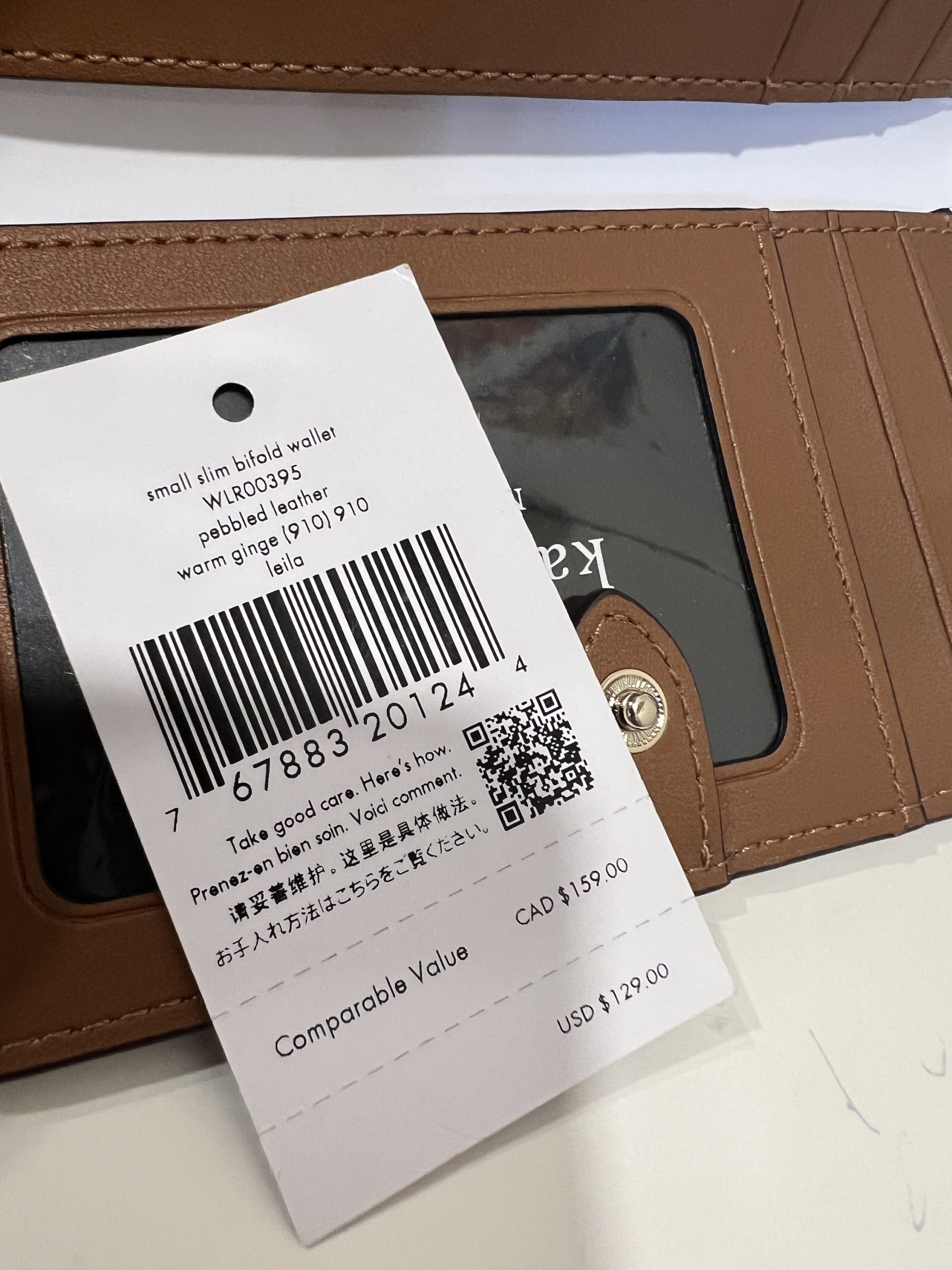 Kate Spade Leila Small Slim Bifold Wallet in Warmgingerbread - Image 4