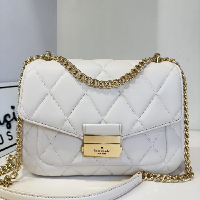 Kate Spade Carey Small Flap Shoulder Bag in Parchment
