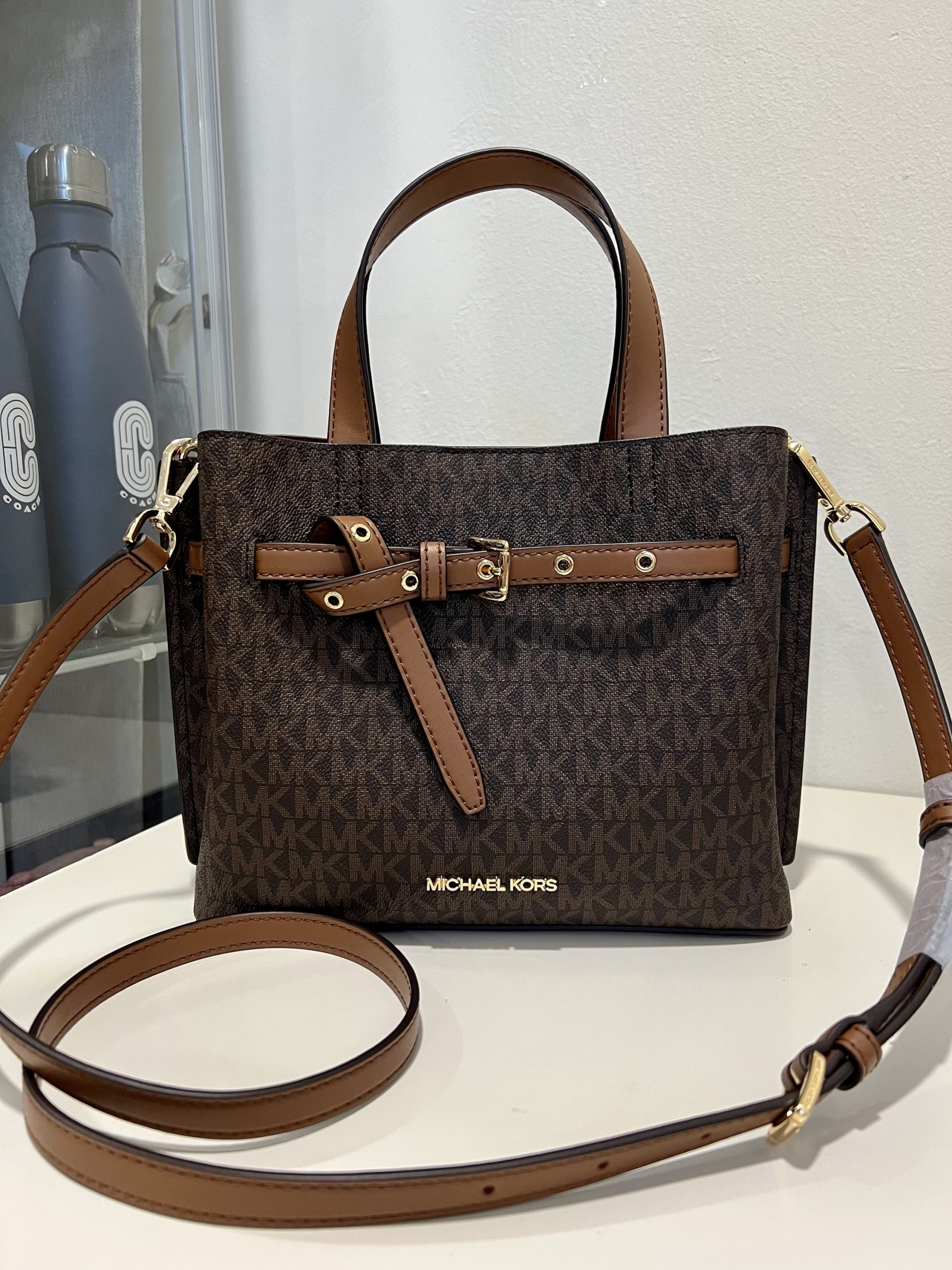 Michael Kors Emilia Small Satchel in Signature Brown – Exclusively USA