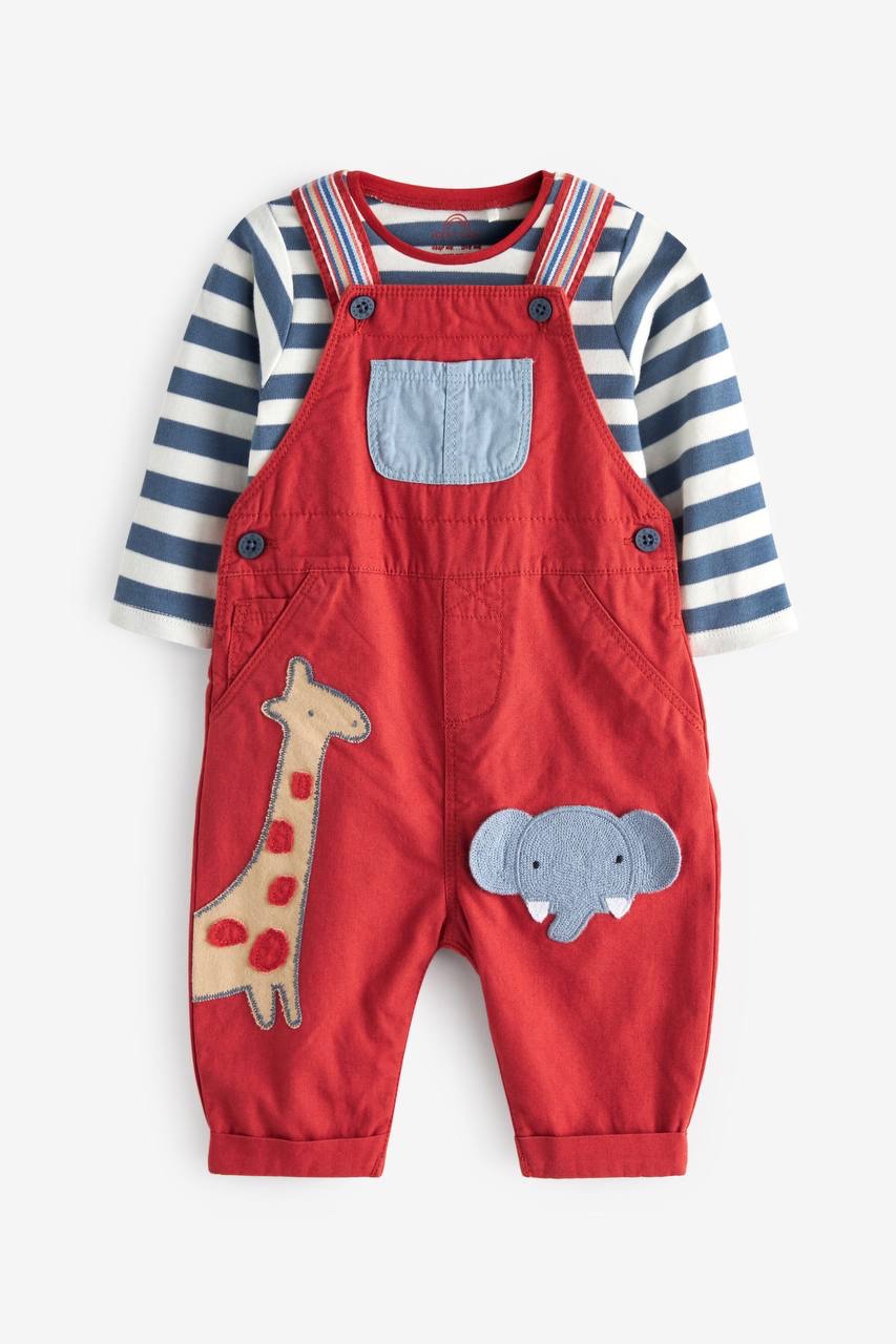 Next Red Character Woven Dungarees And Bodysuit Set (12-18 months)