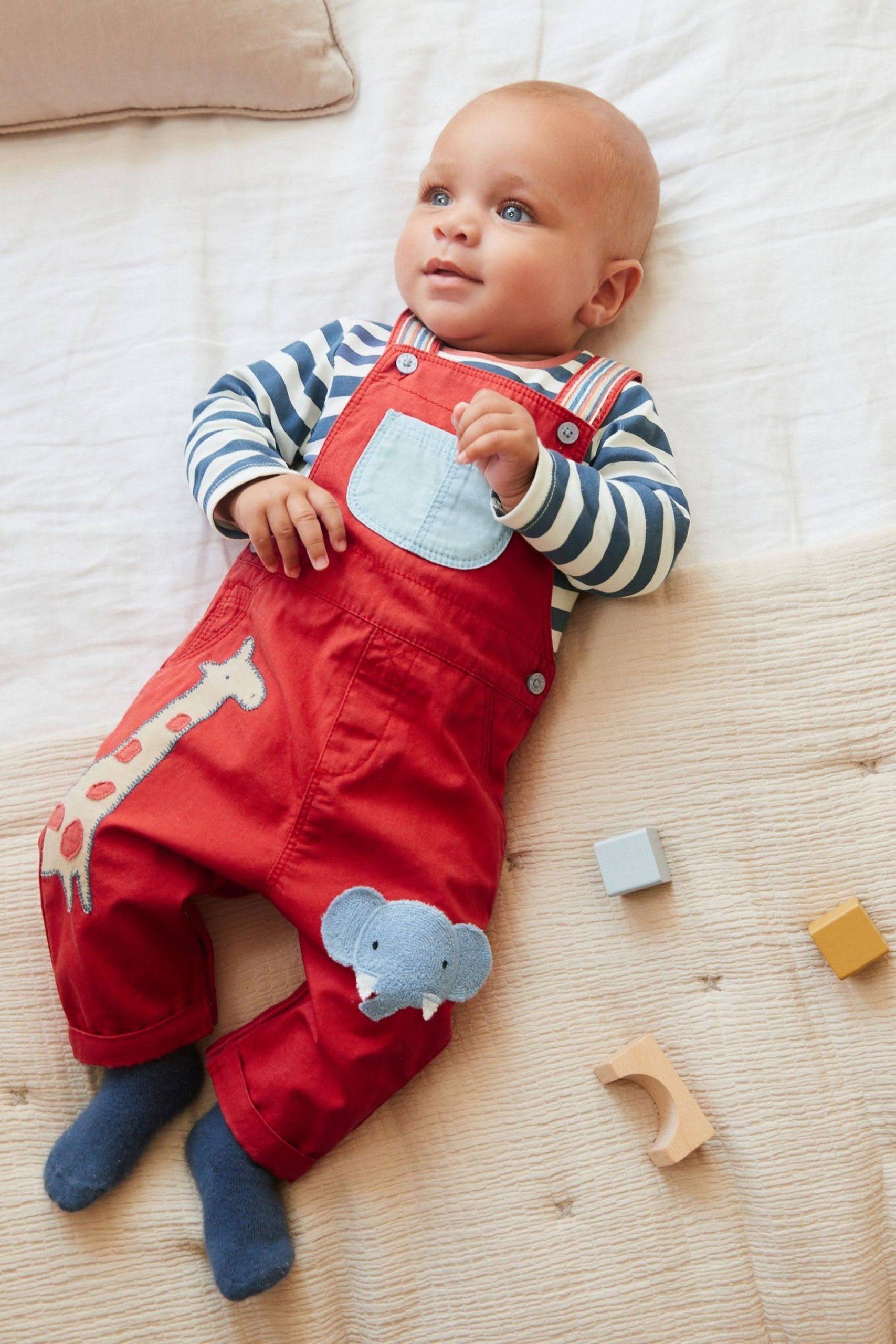Next Red Character Woven Dungarees And Bodysuit Set (12-18 months) - Image 3