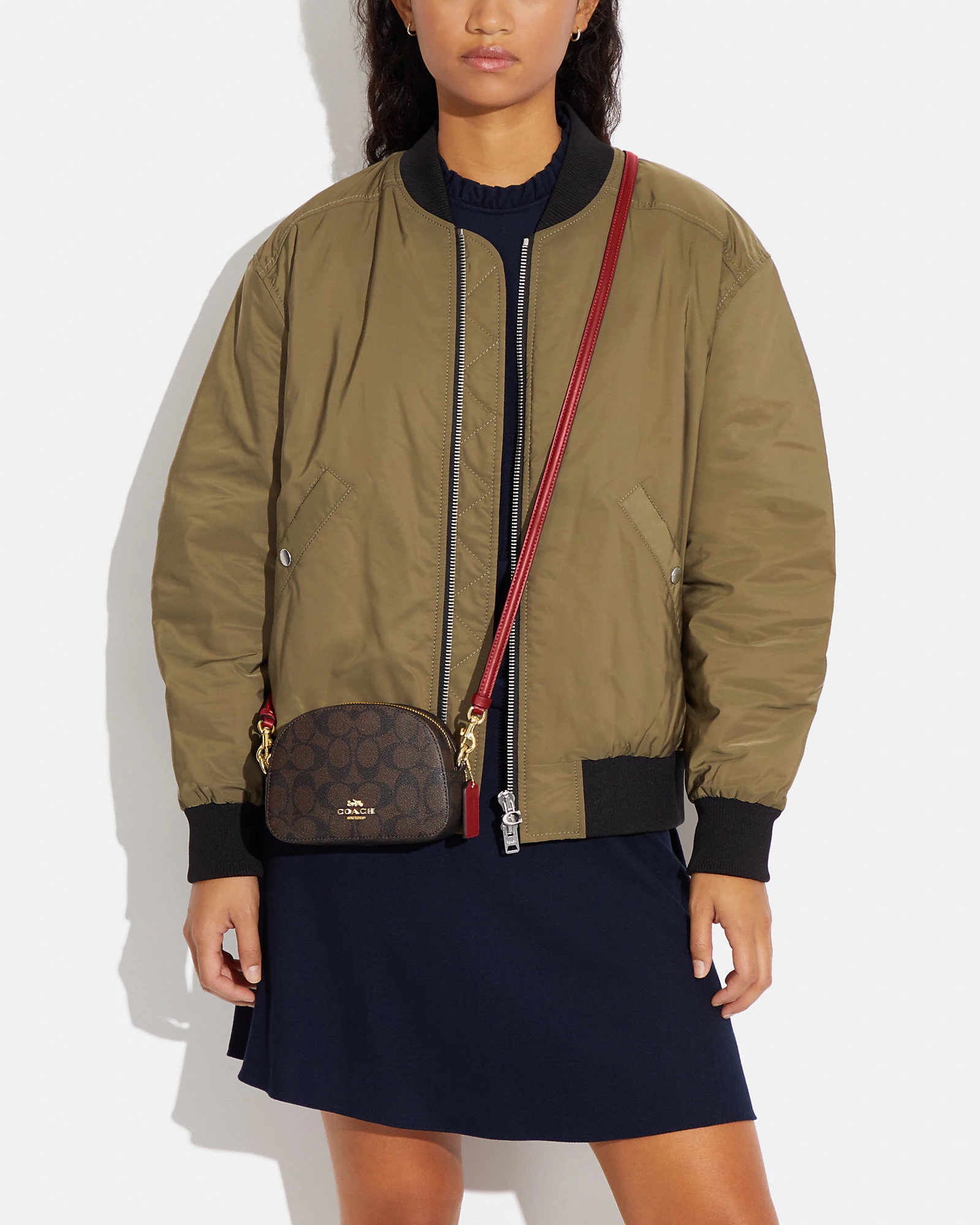 Coach Mini Serena Crossbody In Signature Brown Black/ Red - Image 4