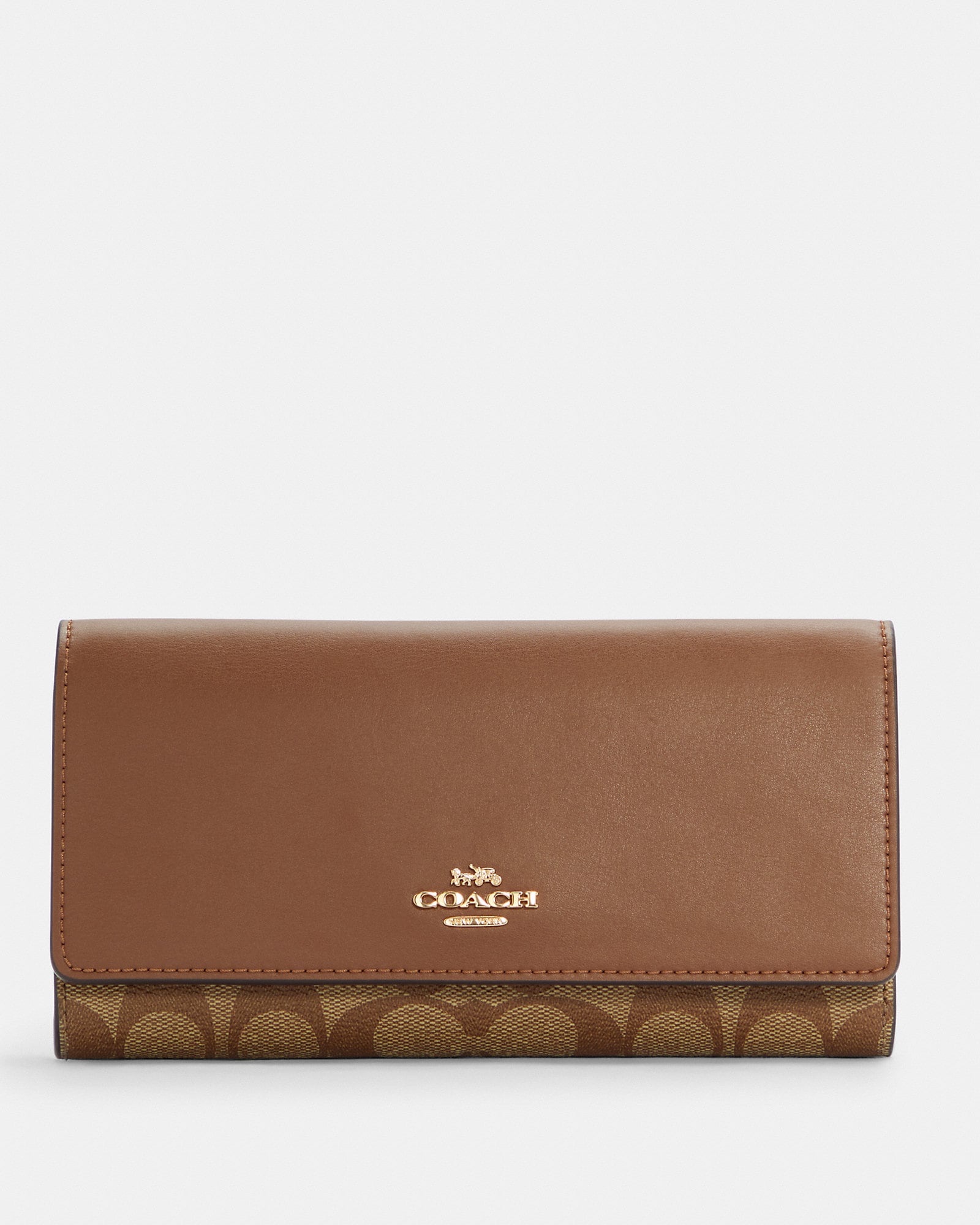 Coach Slim Trifold Wallet In Signature Khaki - Image 4