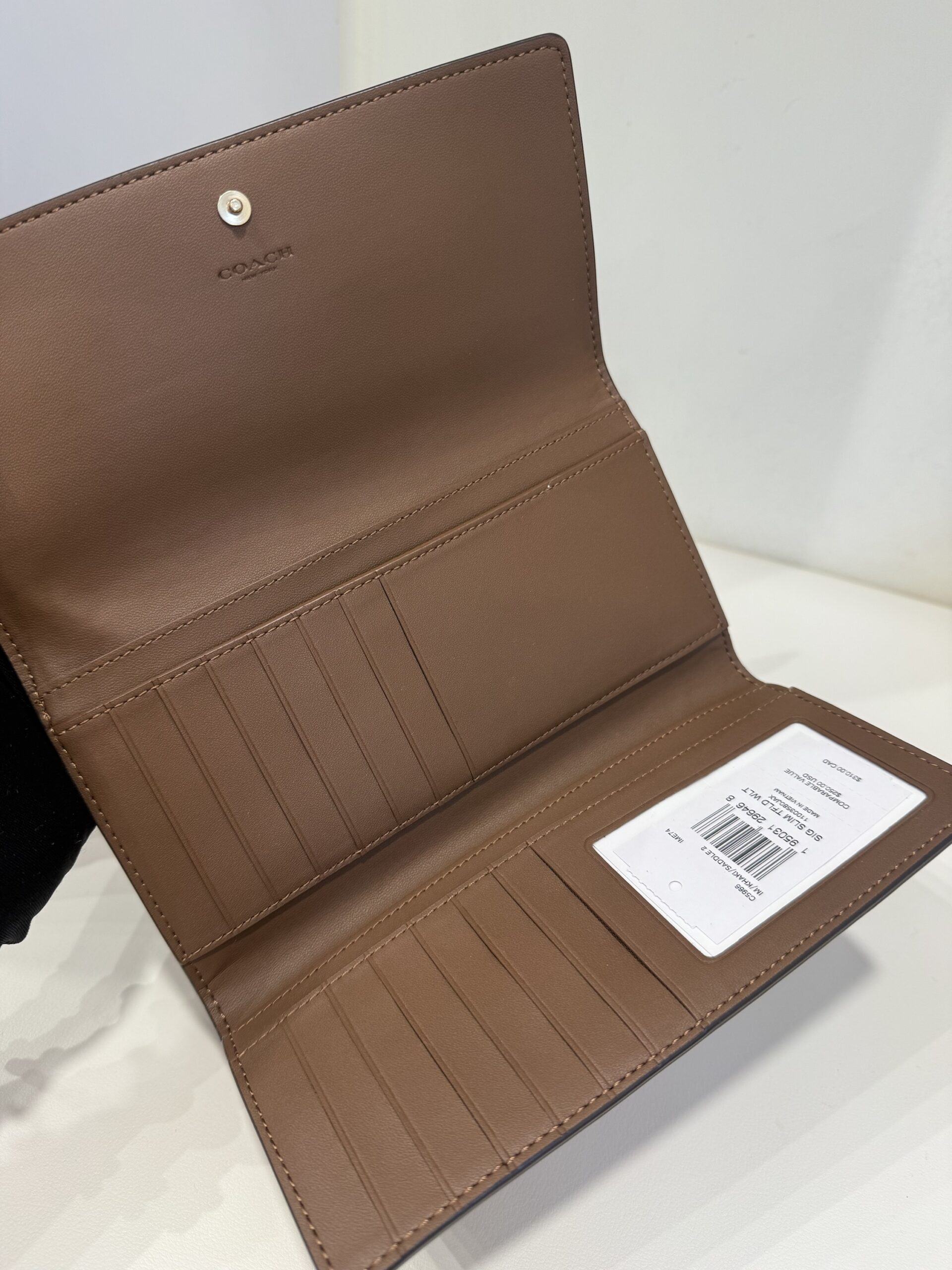 Coach Slim Trifold Wallet In Signature Khaki - Image 2