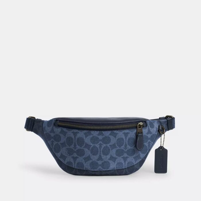Coach Warren Mini Belt Bag In Blocked Signature Canvas Denim