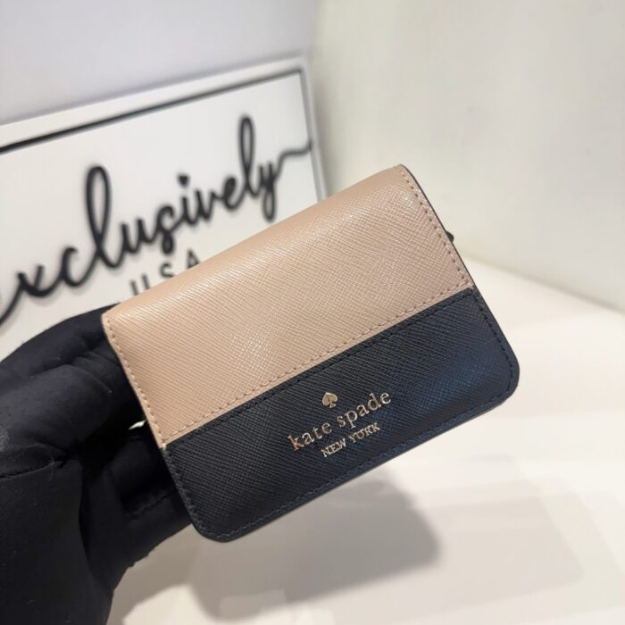 Kate Spade Madison Colorblock Small Bifold Wallet in Toasted Hazelnut
