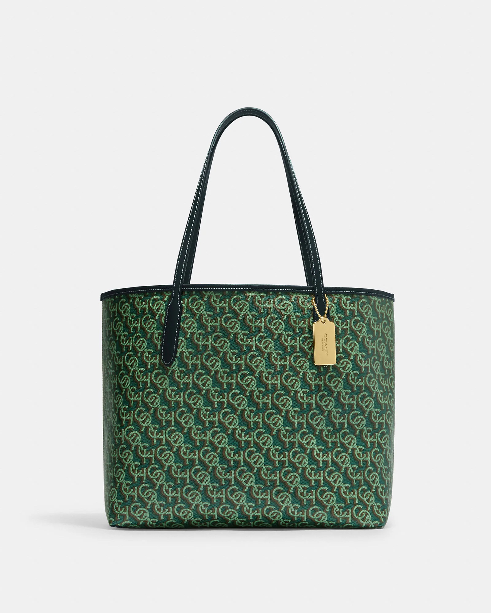 Coach City Tote With Coach Monogram Print in Green