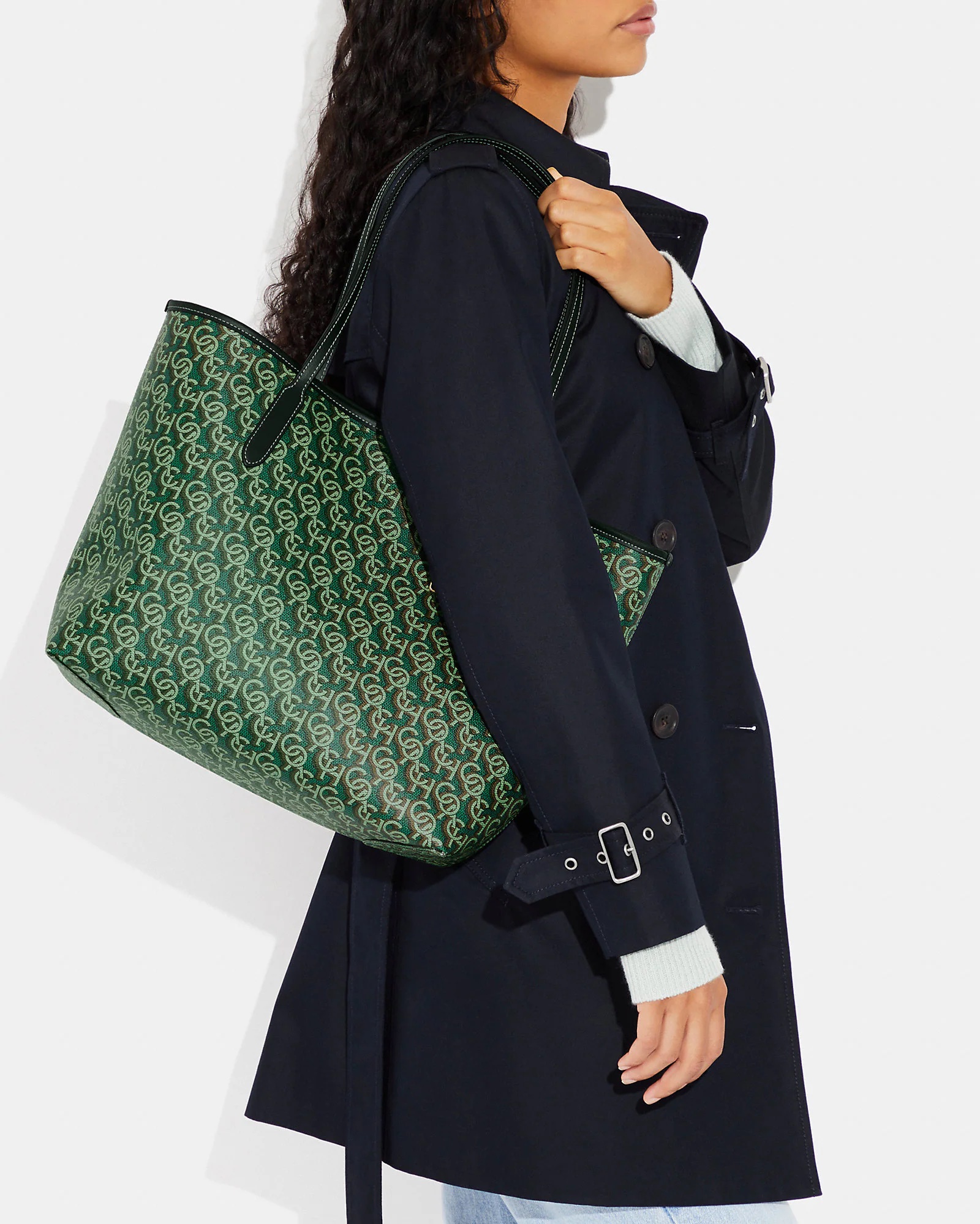 Coach City Tote With Coach Monogram Print in Green - Image 4
