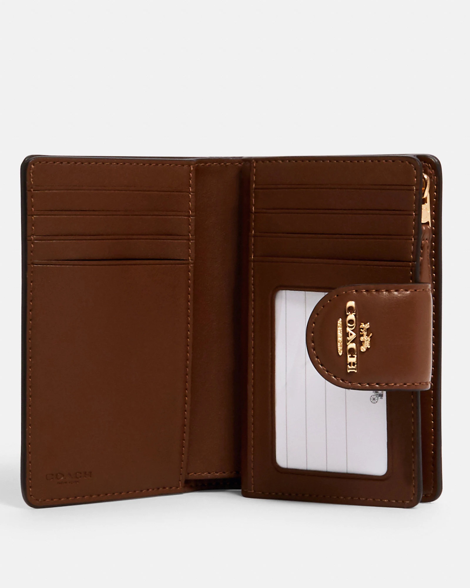 Coach Medium Corner Zip Wallet In Signature Khaki Saddle - Image 2