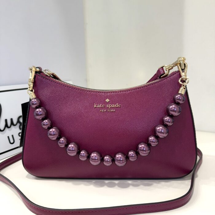 Kate Spade Madison Faux Pearl Medium Convertible Crossbody in Dark Raspberry