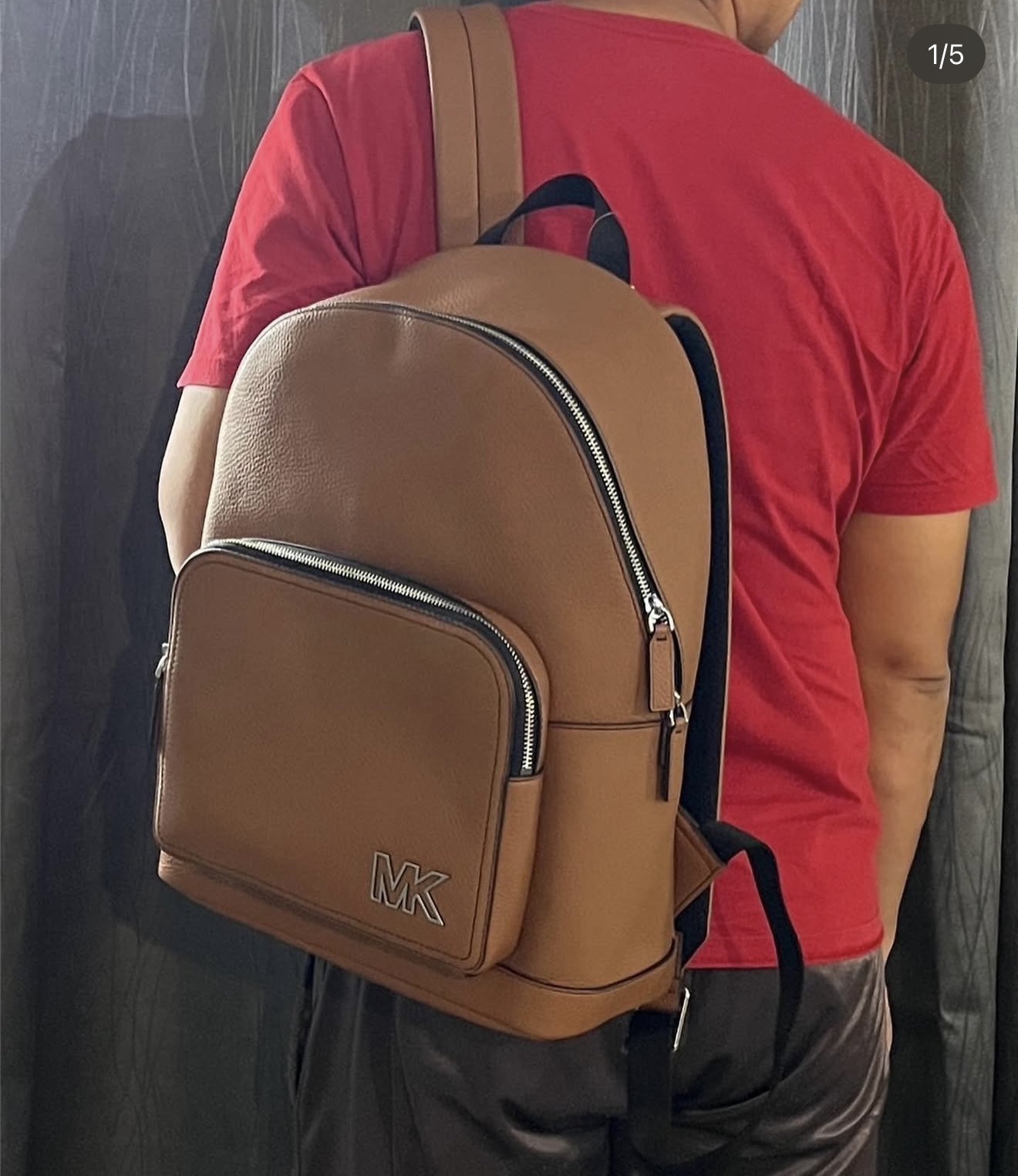 Michael Kors Cooper Pebbled Leather Backpack in Luggage - Image 4