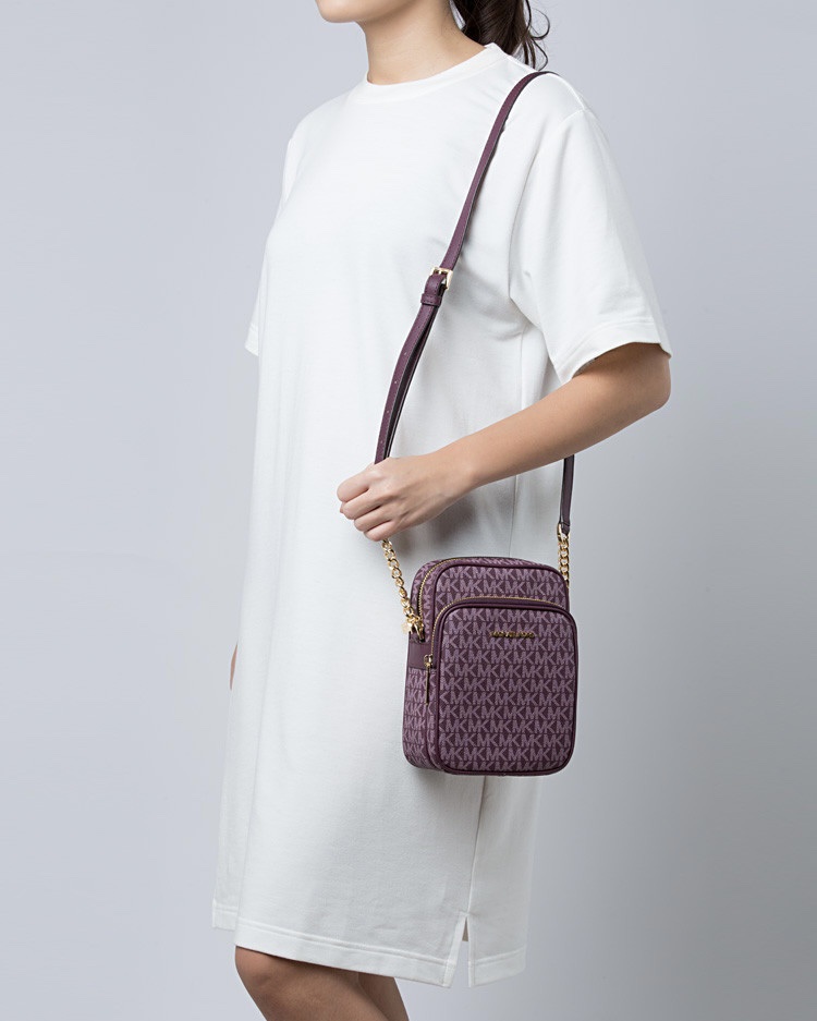 Michael Kors Jet Set Travel Medium NS Chain Crossbody in Signature Bordeaux Multi - Image 5