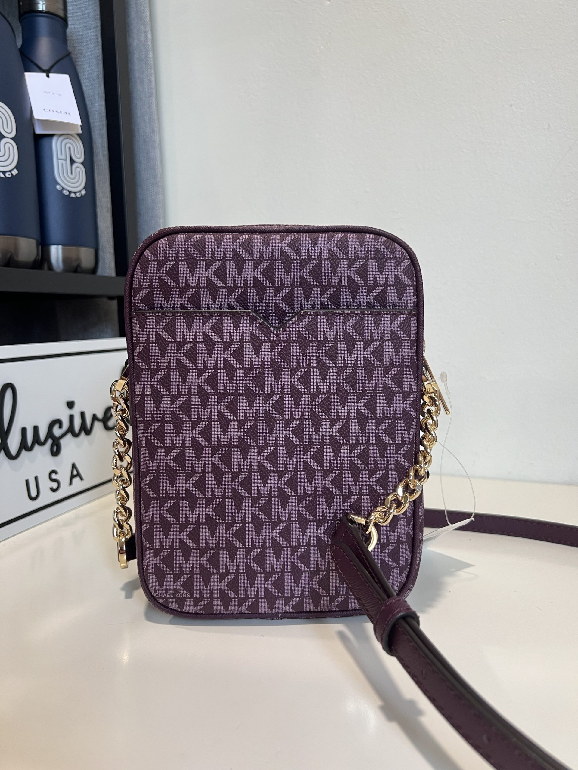 Michael Kors Jet Set Travel Medium NS Chain Crossbody in Signature Bordeaux Multi - Image 4