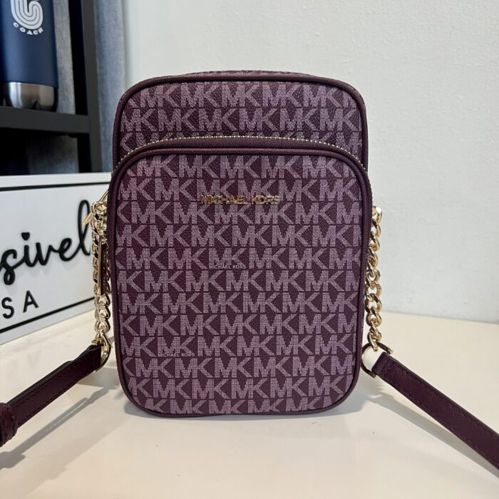 Michael Kors Jet Set Travel Medium NS Chain Crossbody in Signature Bordeaux Multi