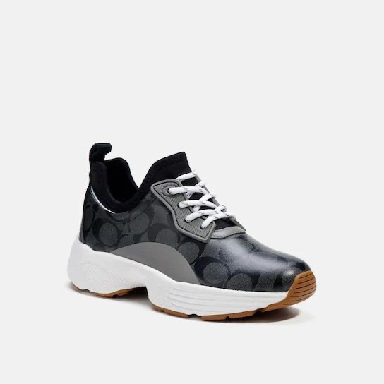 Coach C270 Signature Tech Runner Shoes in Black Grey US11