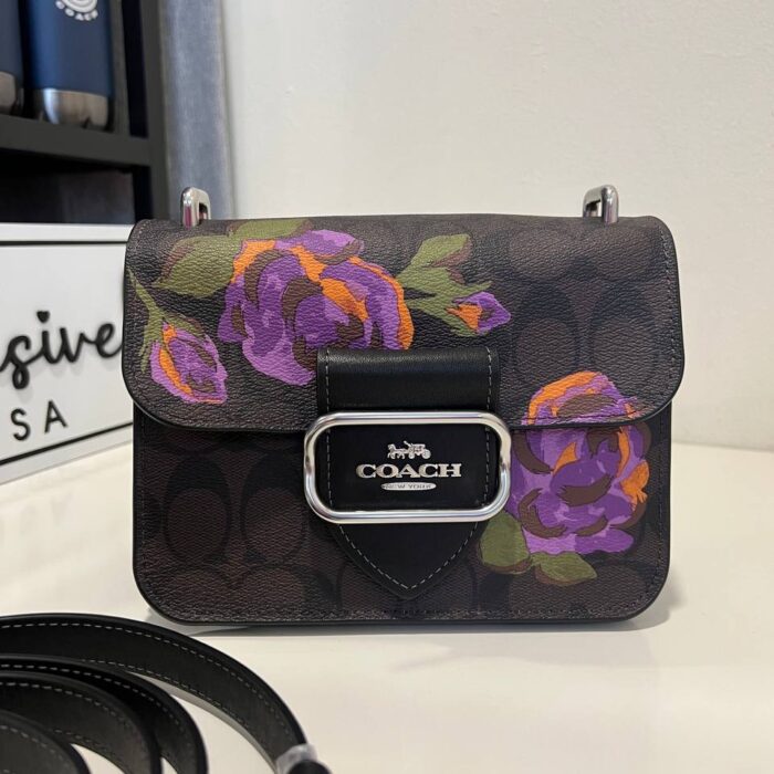 Coach Morgan Square Crossbody In Signature Canvas With Rose Print