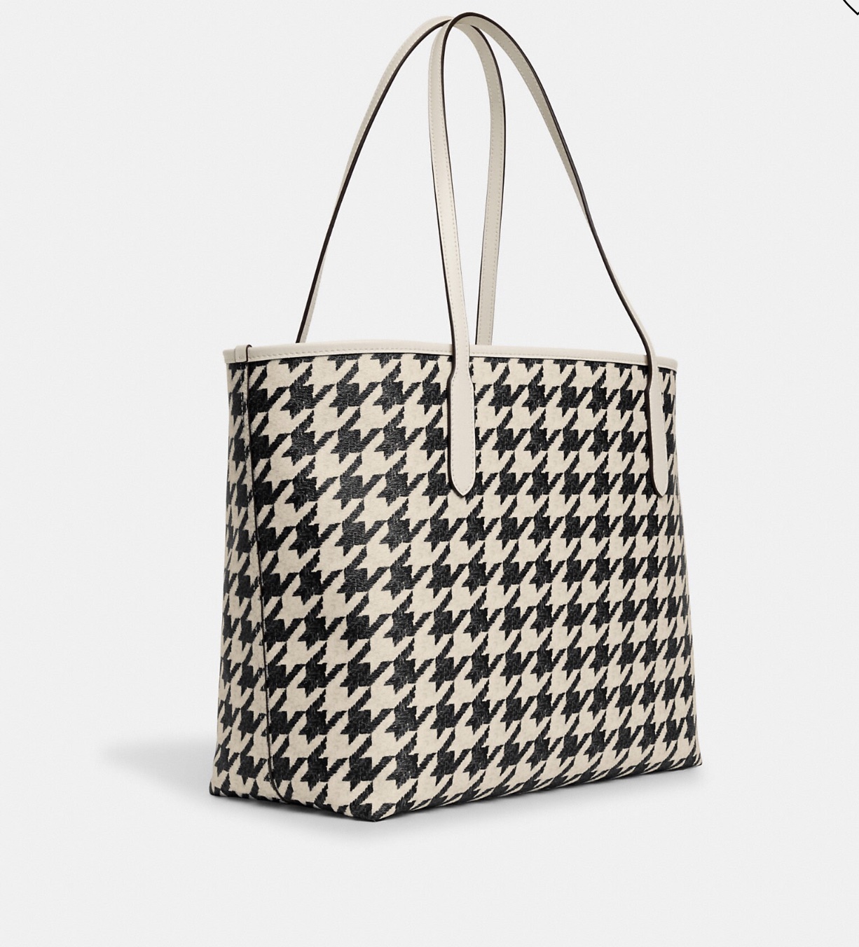 Coach City Tote With Houndstooth Print in Silver - Image 2