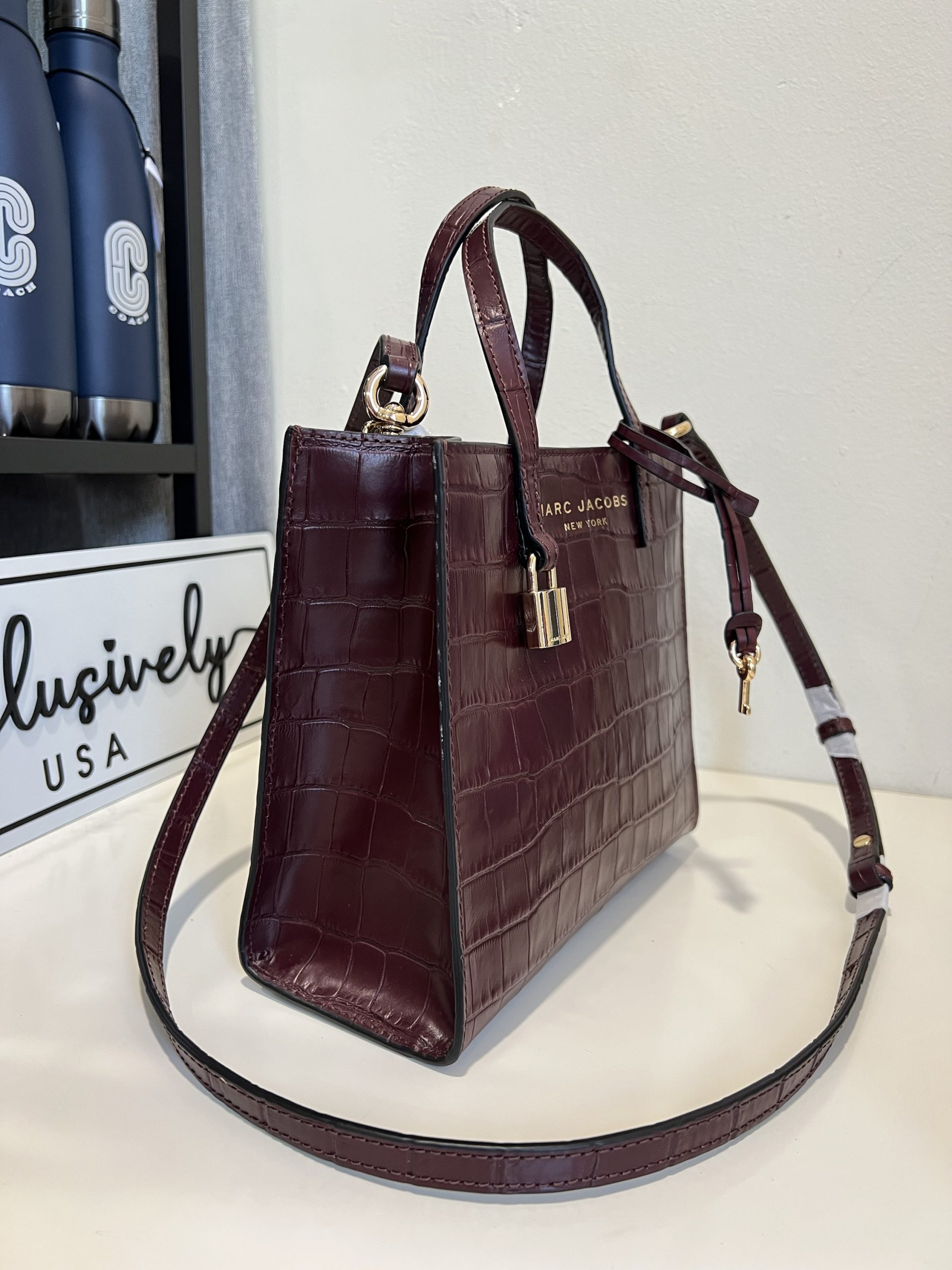 Marc Jacobs Croc-Embossed Mini Grind Tote Bag in Syrah - Image 2