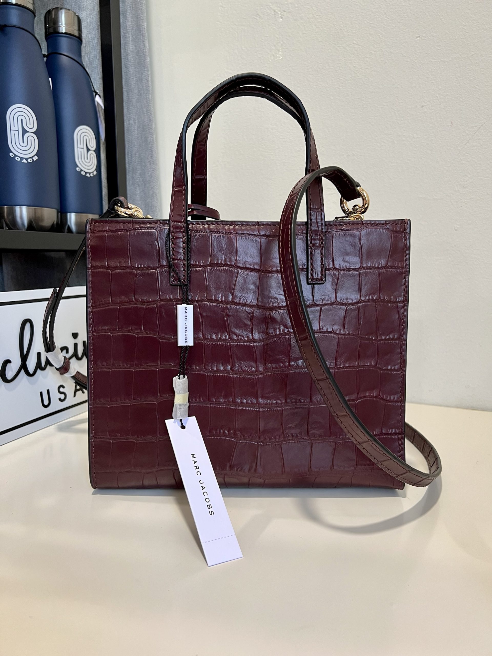 Marc Jacobs Croc-Embossed Mini Grind Tote Bag in Syrah - Image 4