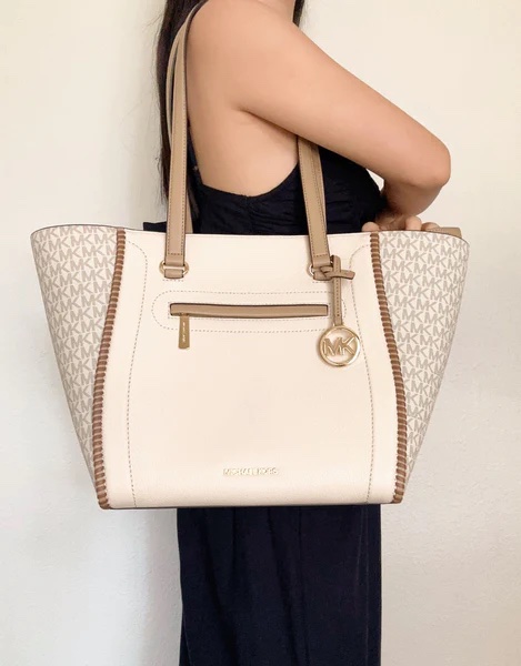 Michael Kors Carine Large Front Zip Tote in Light Cream Multi - Image 5