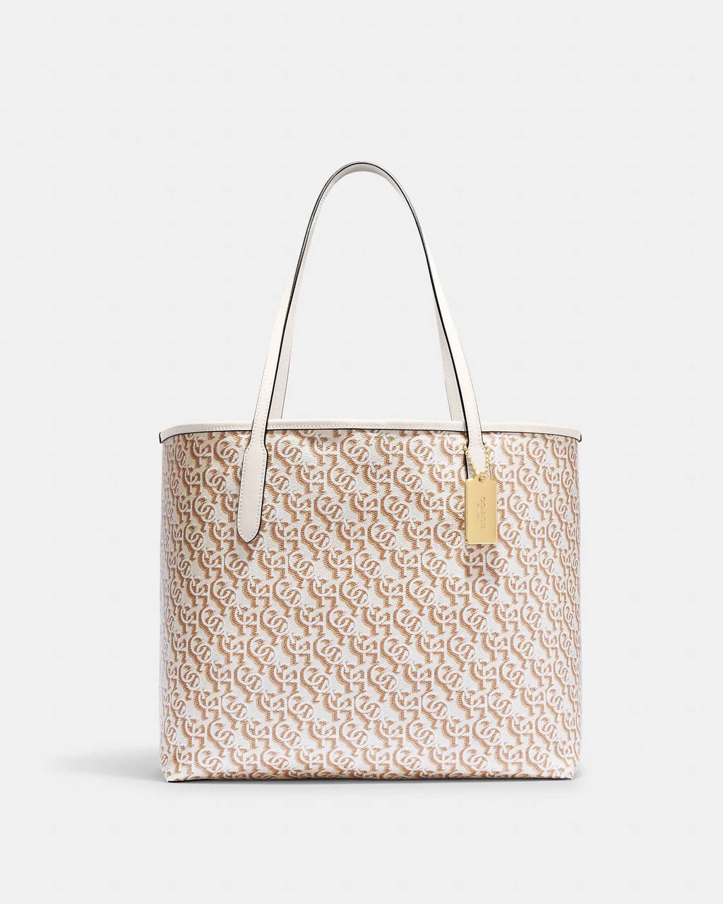 Coach City Tote With Coach Monogram Print in Chalk