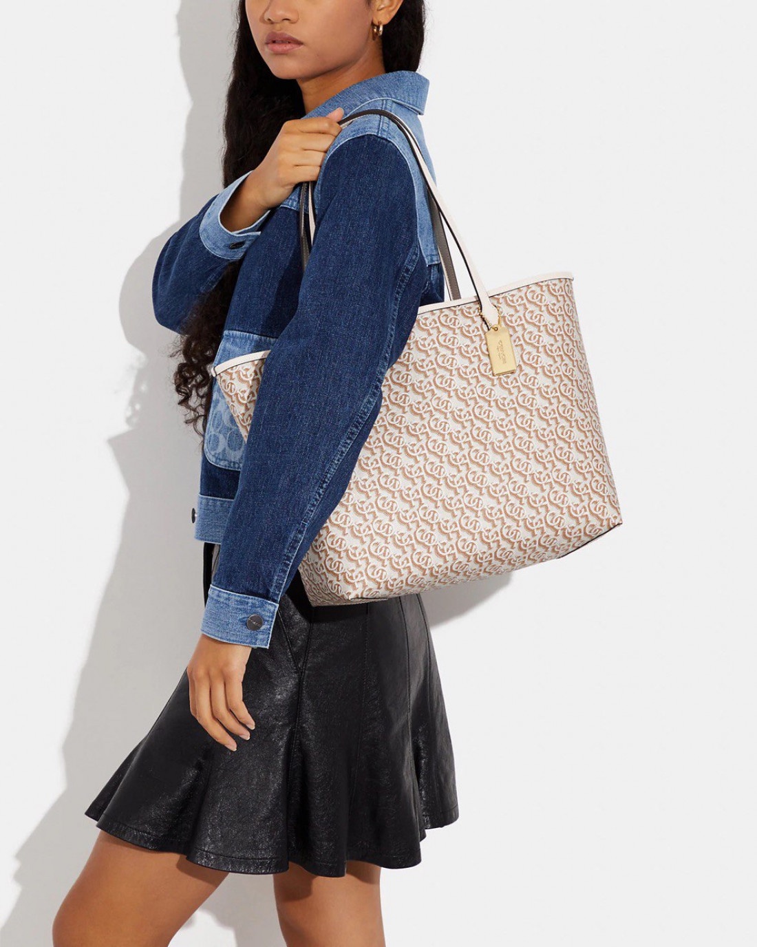 Coach City Tote With Coach Monogram Print in Chalk - Image 3
