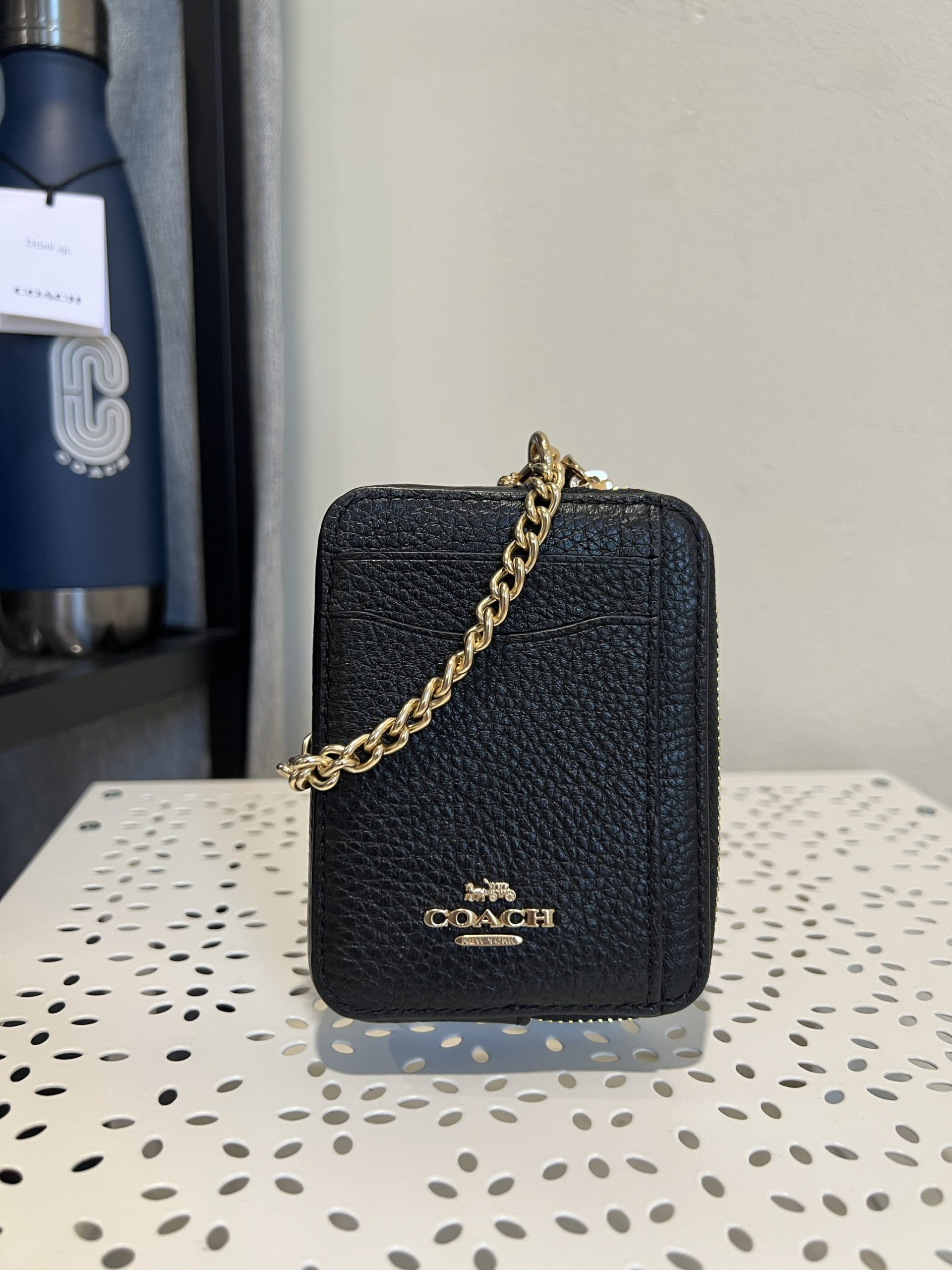 Coach Zip Chain Cardcase in Black