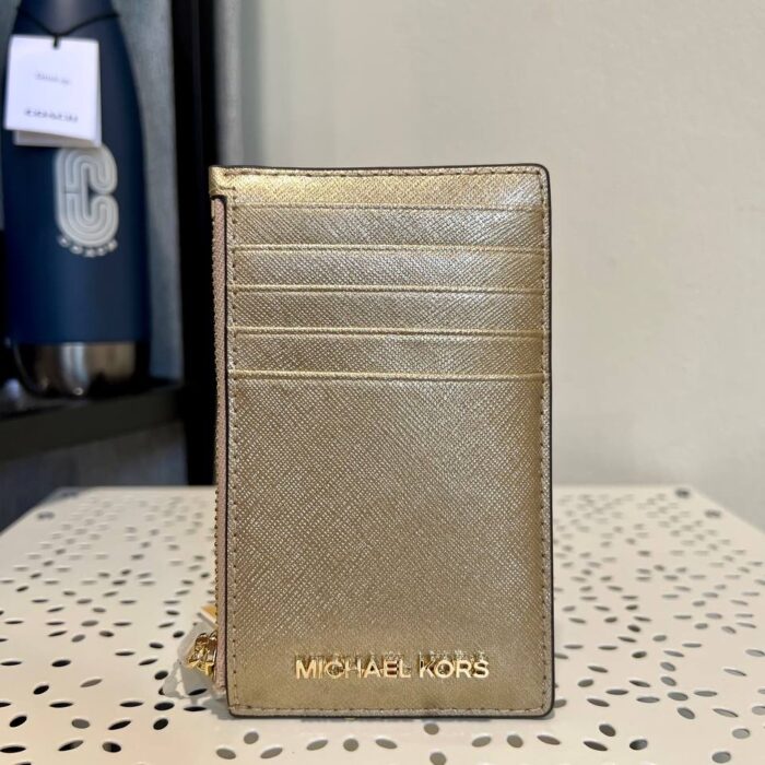 Michael Kors Jet Set Travel Medium TZ Card Case in Pale Gold