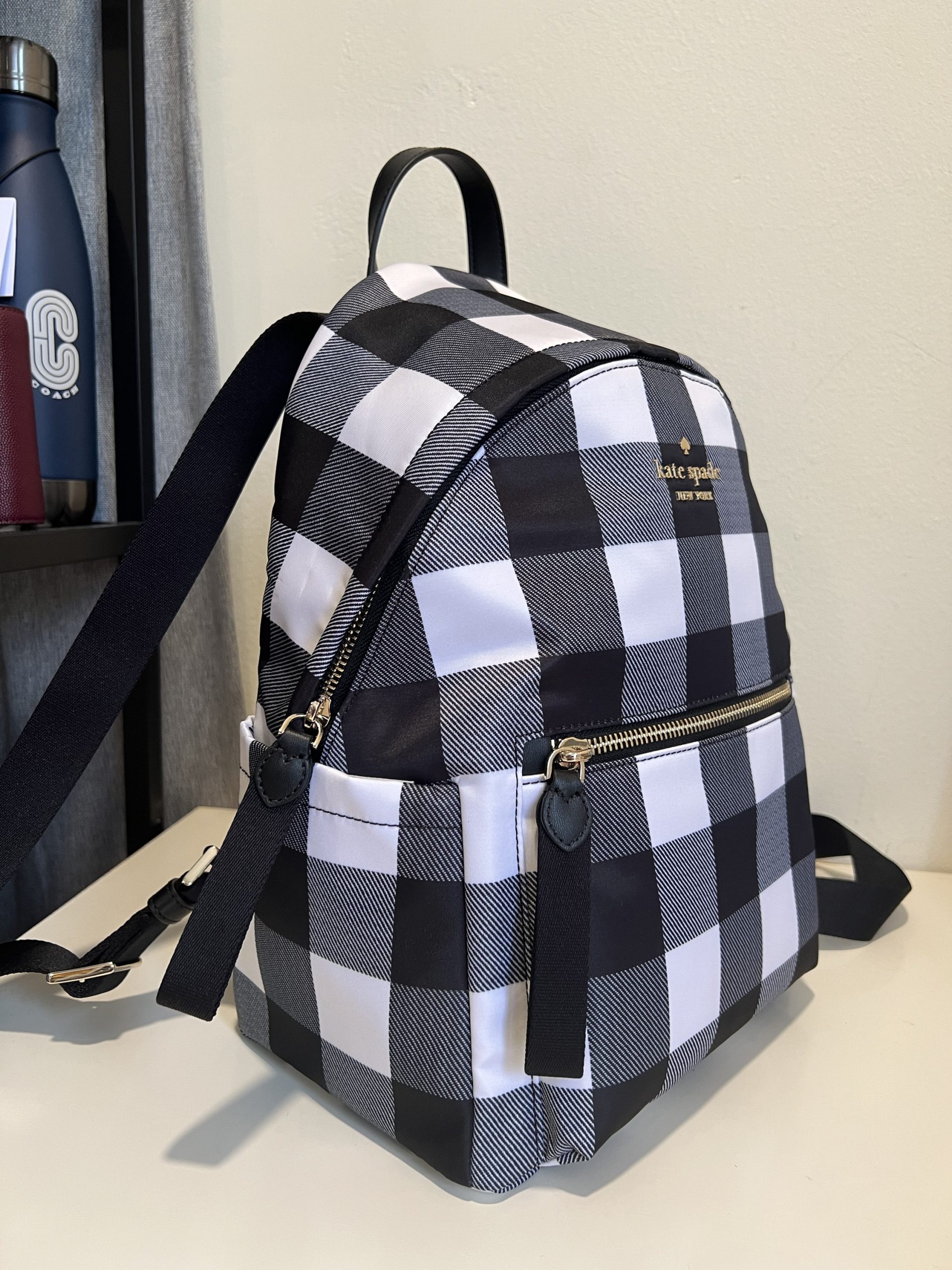 Kate Spade Chelsea Medium Backpack with Gingham Prints - Image 2