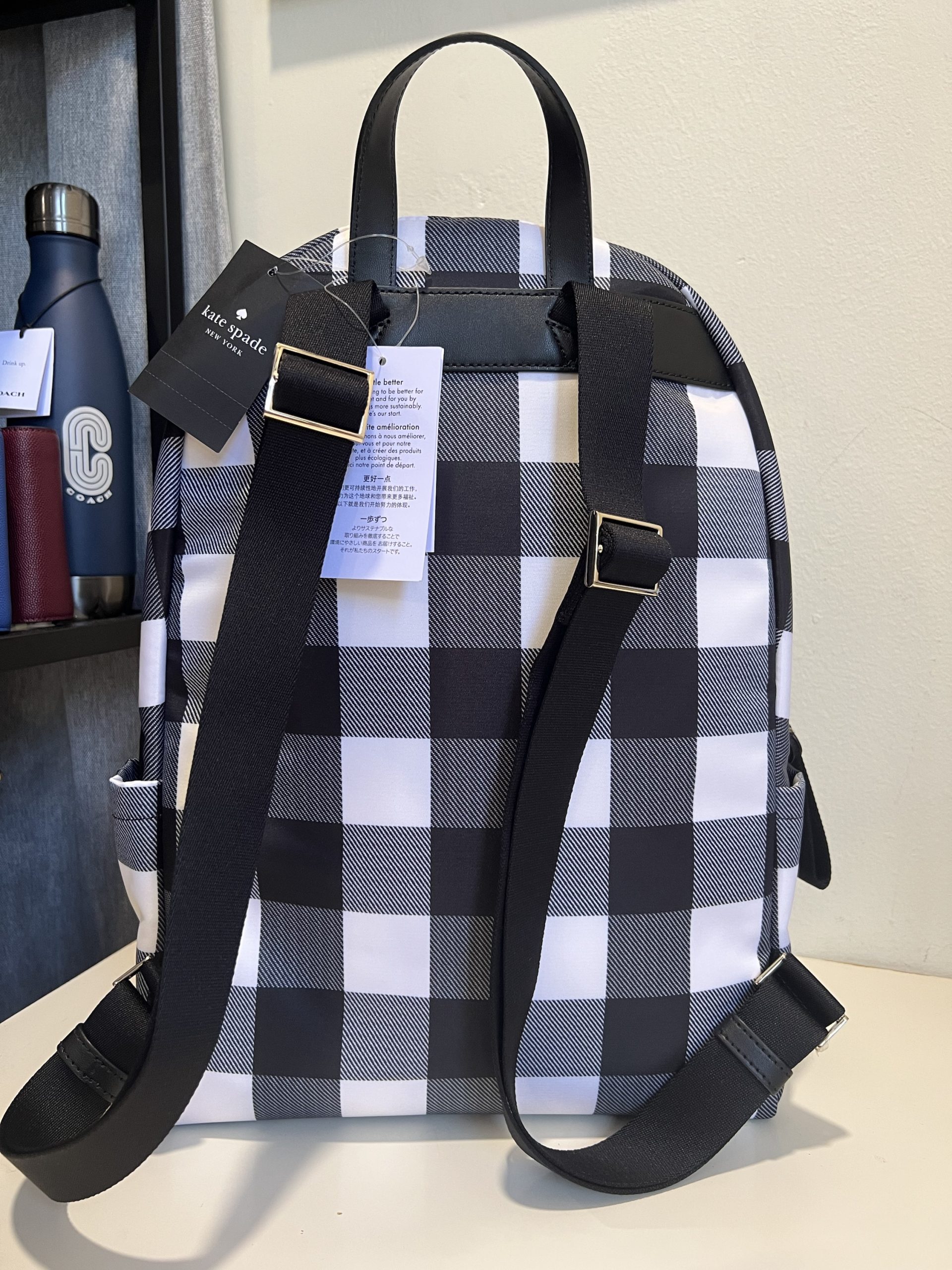Kate Spade Chelsea Medium Backpack with Gingham Prints - Image 4