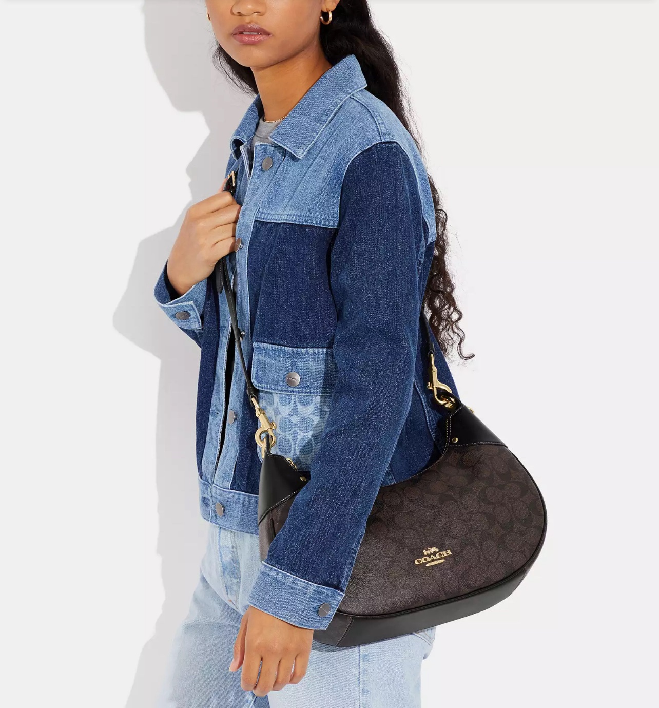 Coach Mara Hobo In Signature Brown Black - Image 5