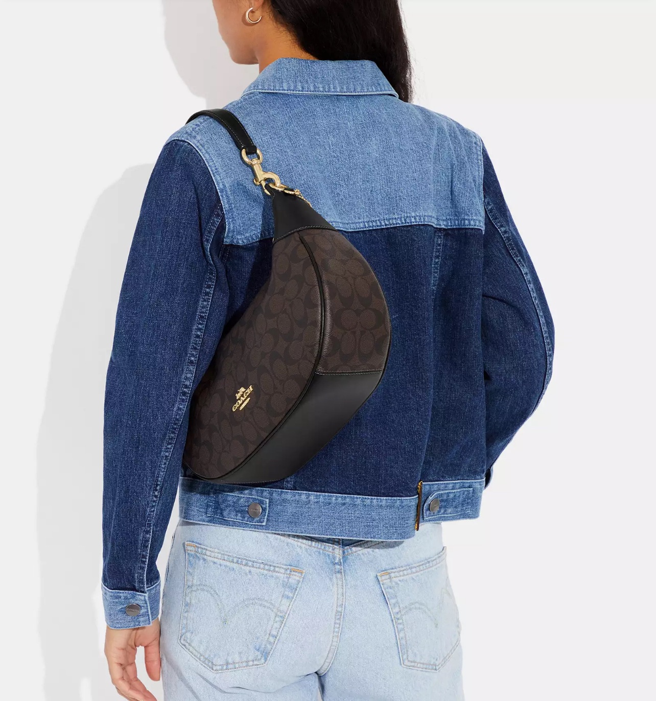 Coach Mara Hobo In Signature Brown Black - Image 6