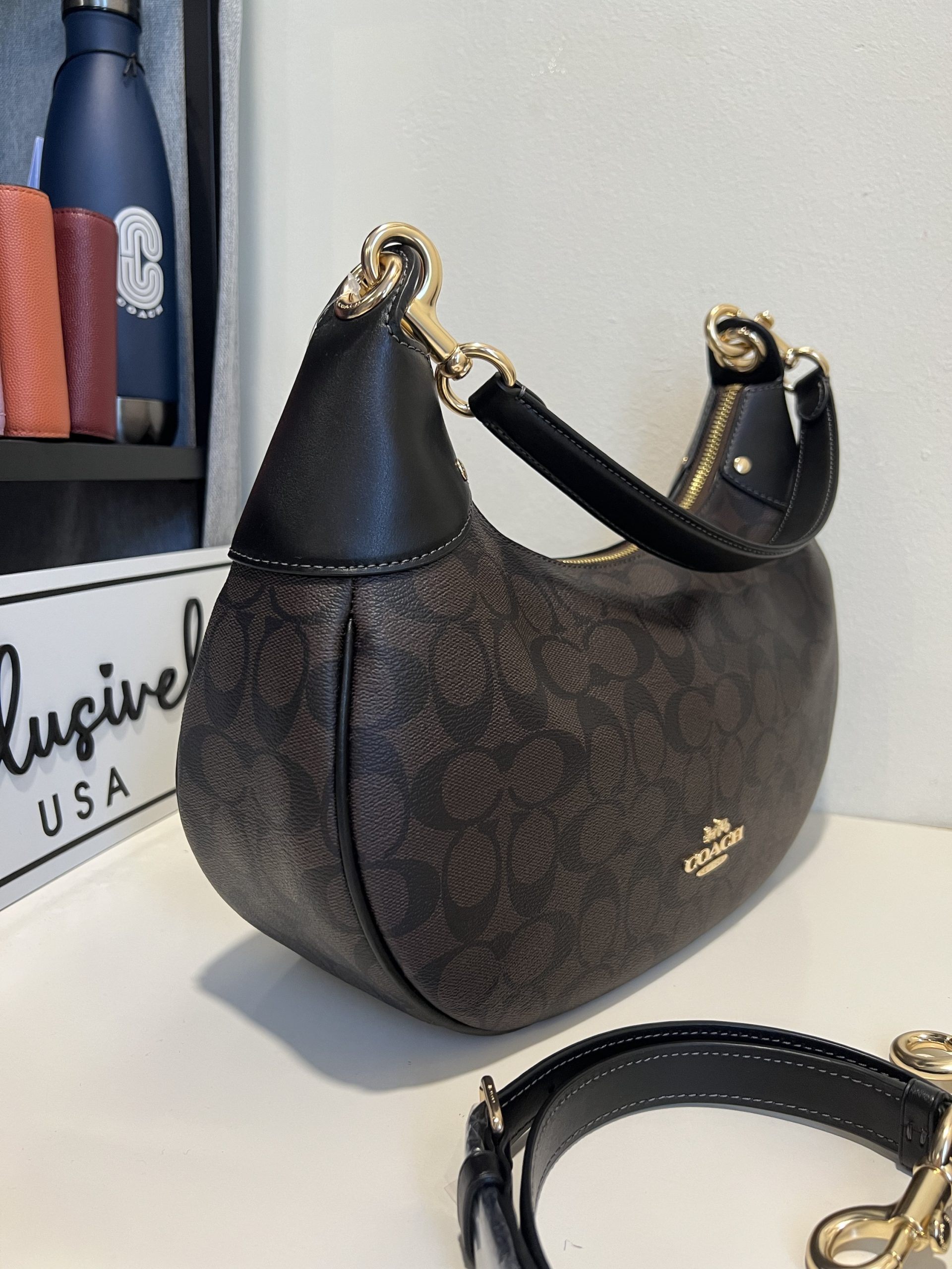 Coach Mara Hobo In Signature Brown Black - Image 2