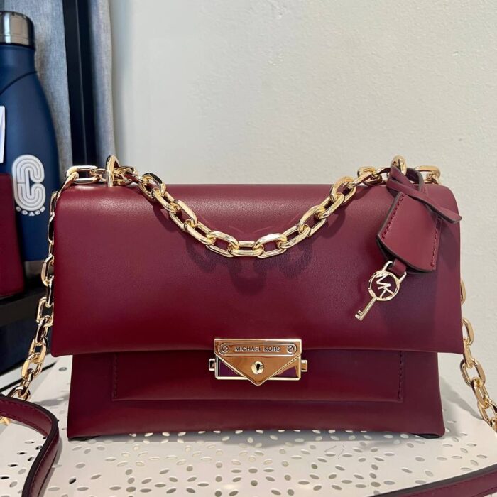 Michael Kors Cece Medium Flap Shoulder Bag in Dark Cherry