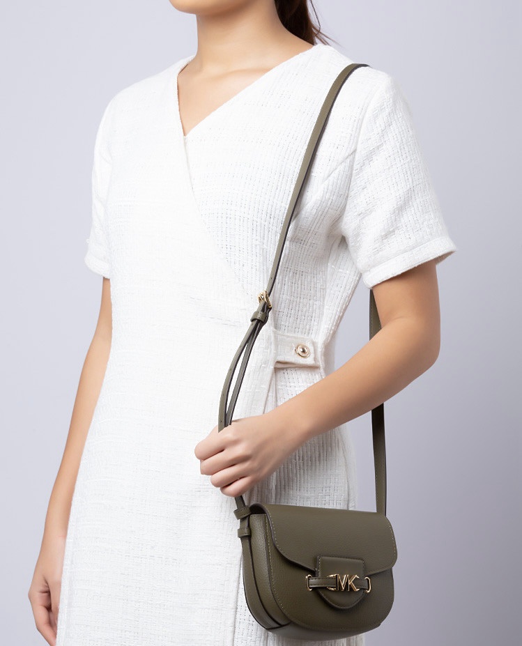 Michael Kors Reed Small Saddle Crossbody in Olive - Image 5