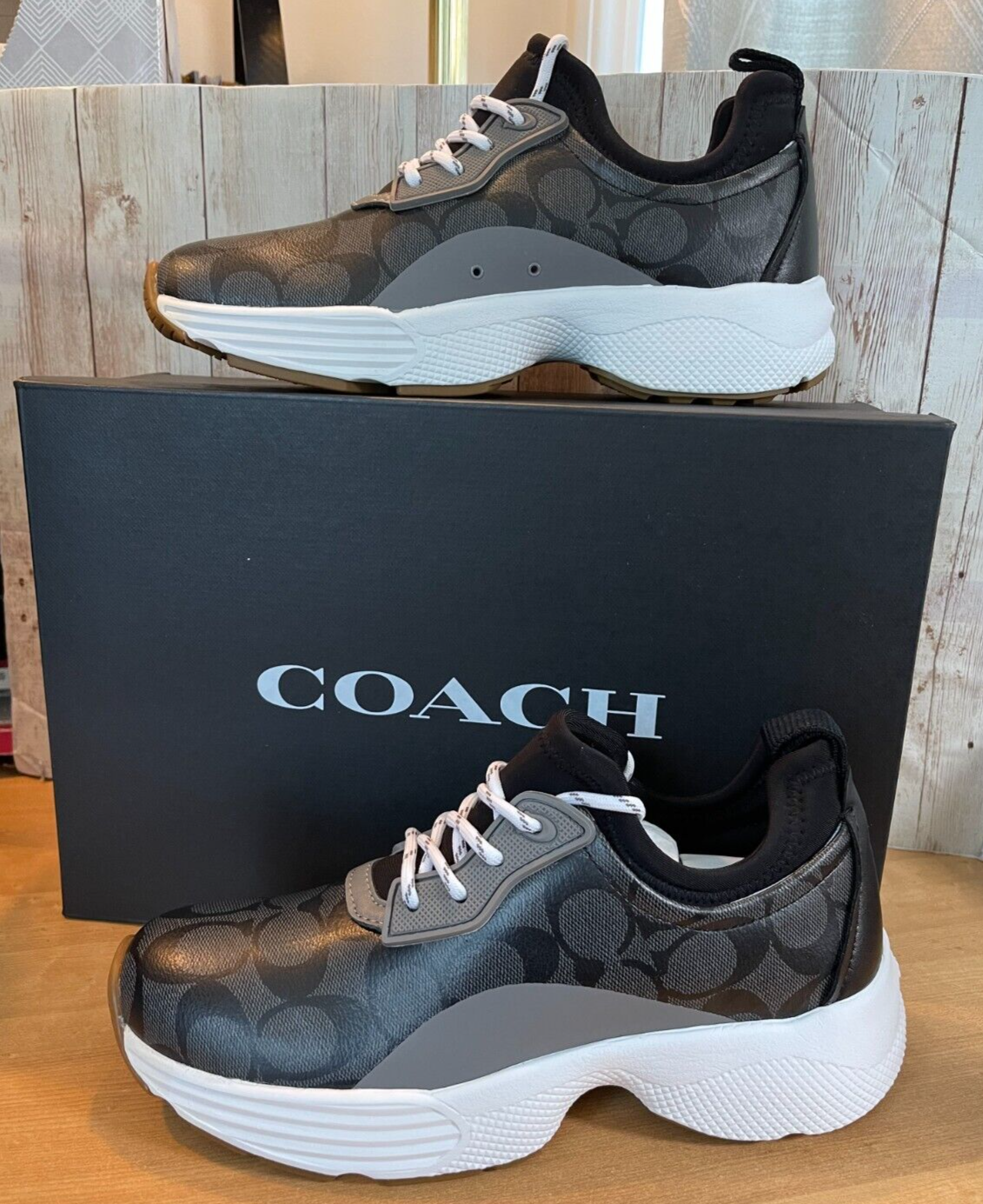 Coach C270 Signature Tech Runner Shoes in Black Grey US11 - Image 2