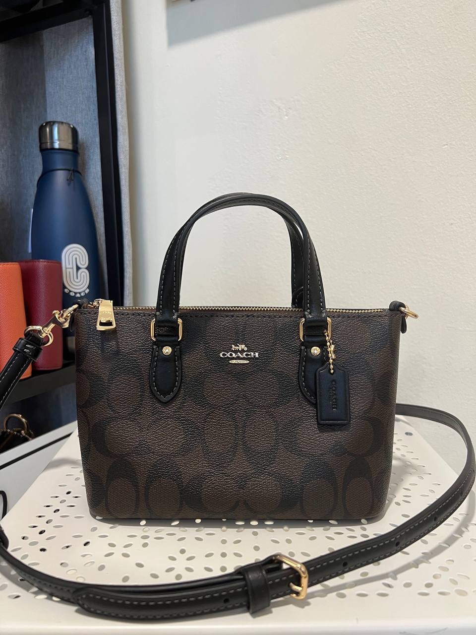 Coach Mini Gallery Crossbody In Signature Brown Black