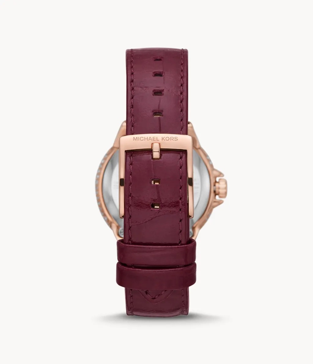 Michael Kors Mini-Camille Automatic Berry Croco Leather Watch MK9052 - Image 3