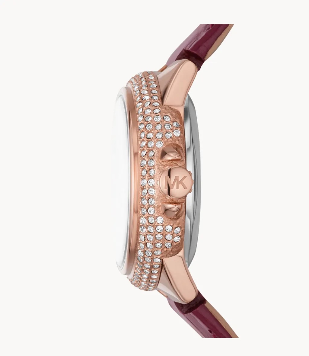 Michael Kors Mini-Camille Automatic Berry Croco Leather Watch MK9052 - Image 2