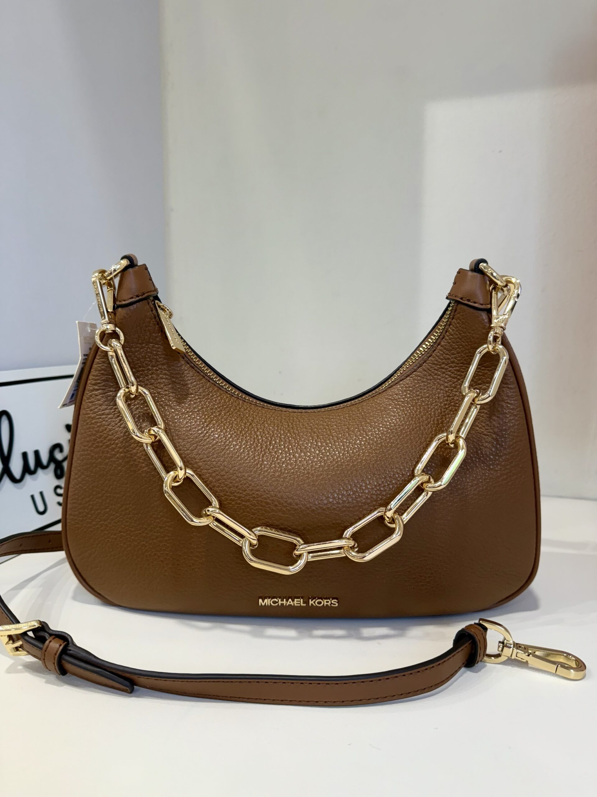 Michael Kors Cora Large Zip Pouchette in Luggage