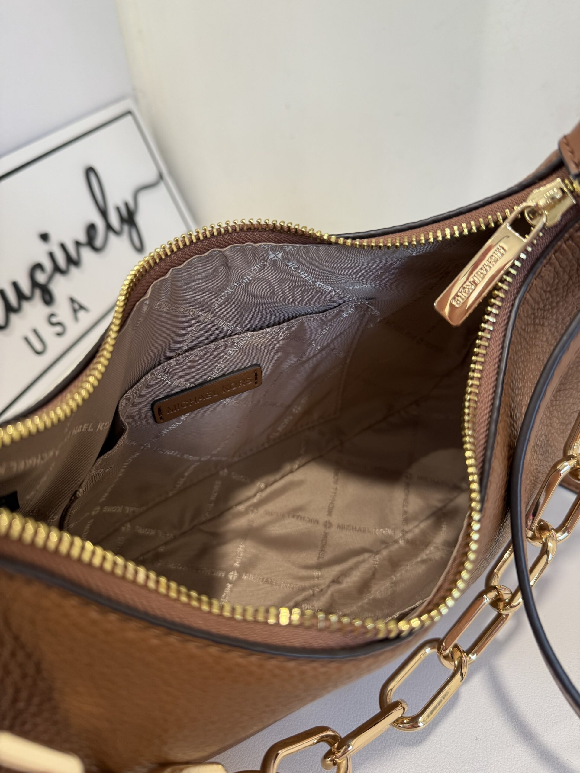 Michael Kors Cora Large Zip Pouchette in Luggage - Image 3