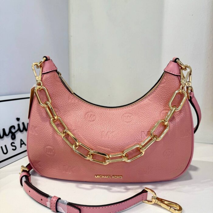 Michael Kors Cora Large Zip Pouchette with Embossed Leather in Primrose