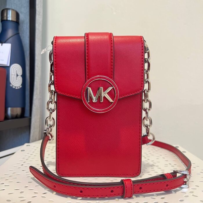 Michael Kors Carmen SM NS Phone Crossbody in Bright Red