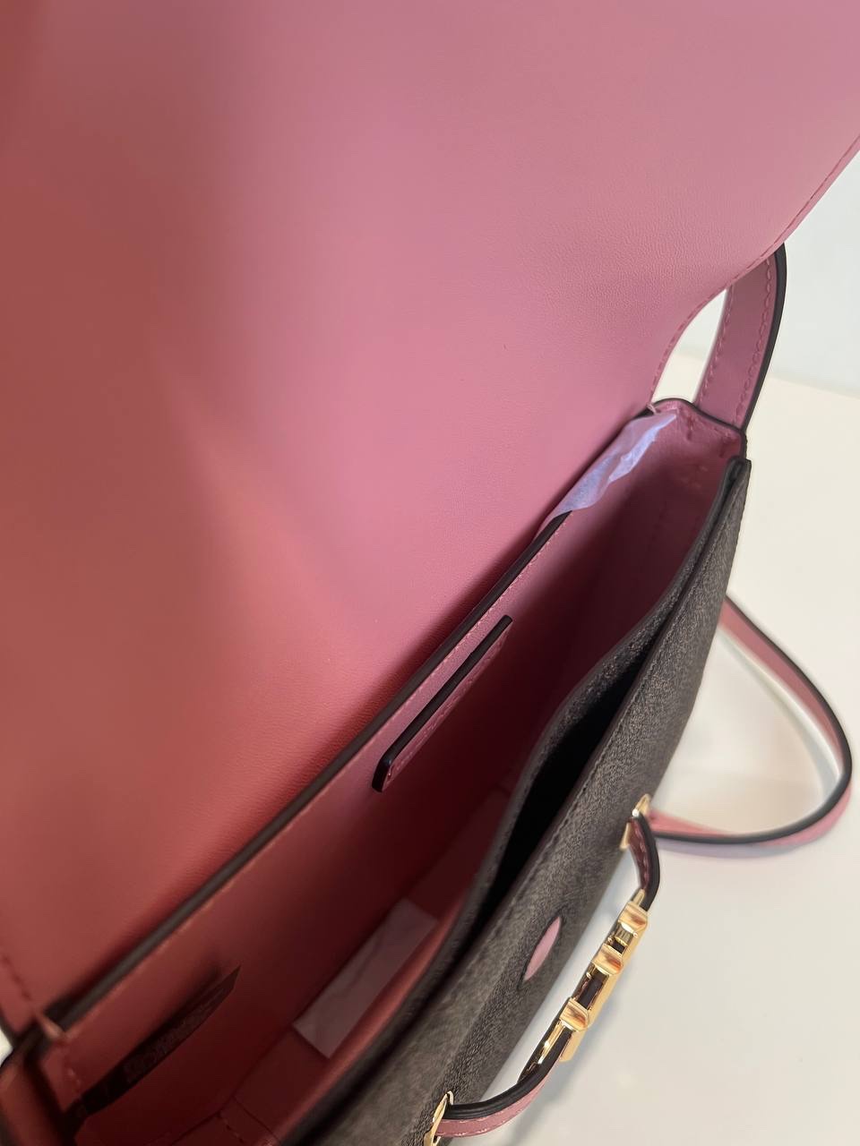 Michael Kors Reed Small Saddle Crossbody in Signature Brown / Primrose - Image 3