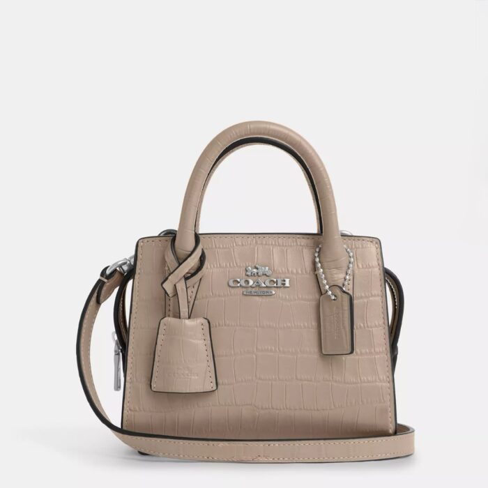 Coach Andrea Mini Carryall with Croc Embossed Leather in Stone