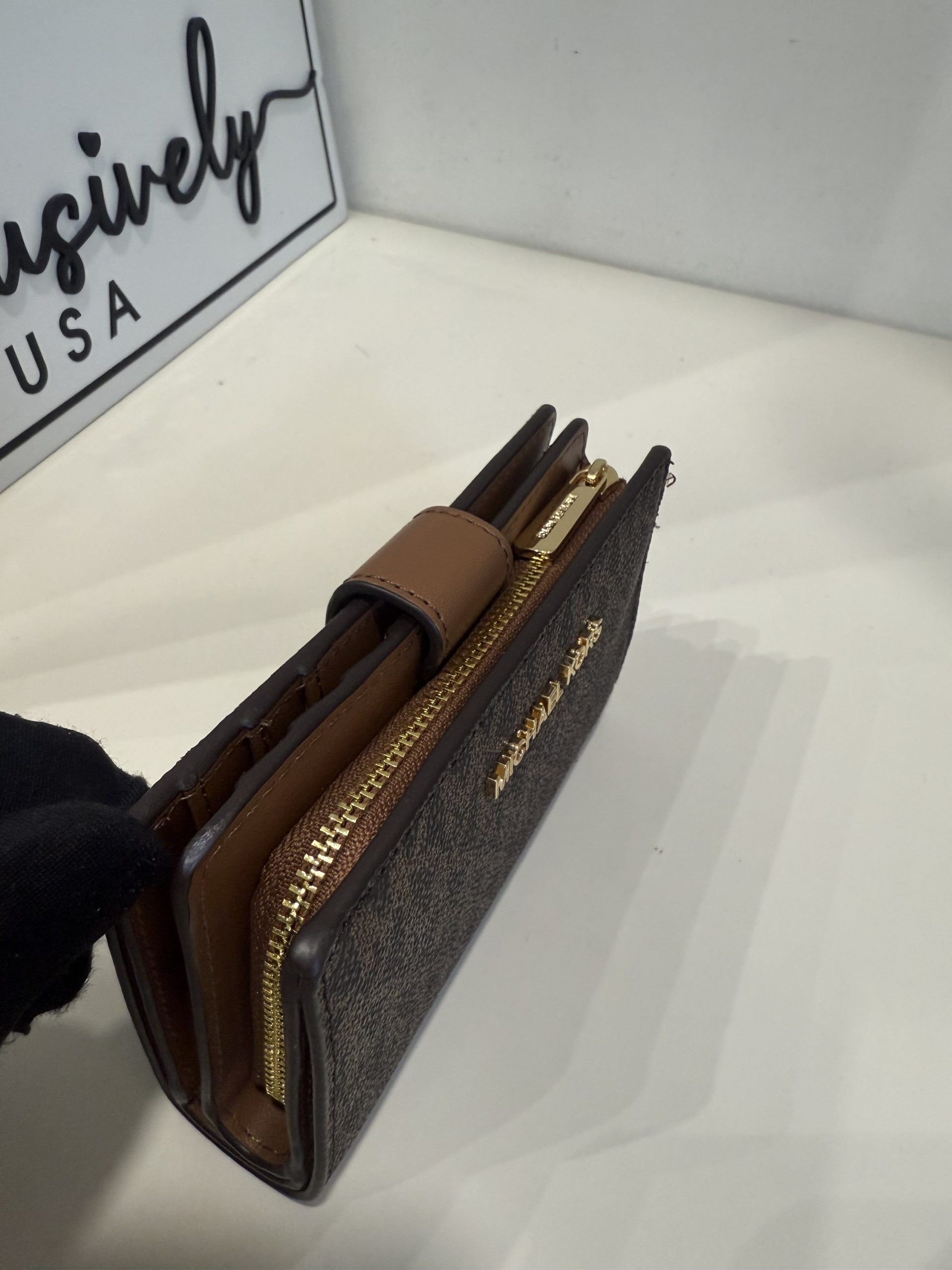 Michael Kors Jet Set Travel Medium Wallet in Signature Brown - Image 2