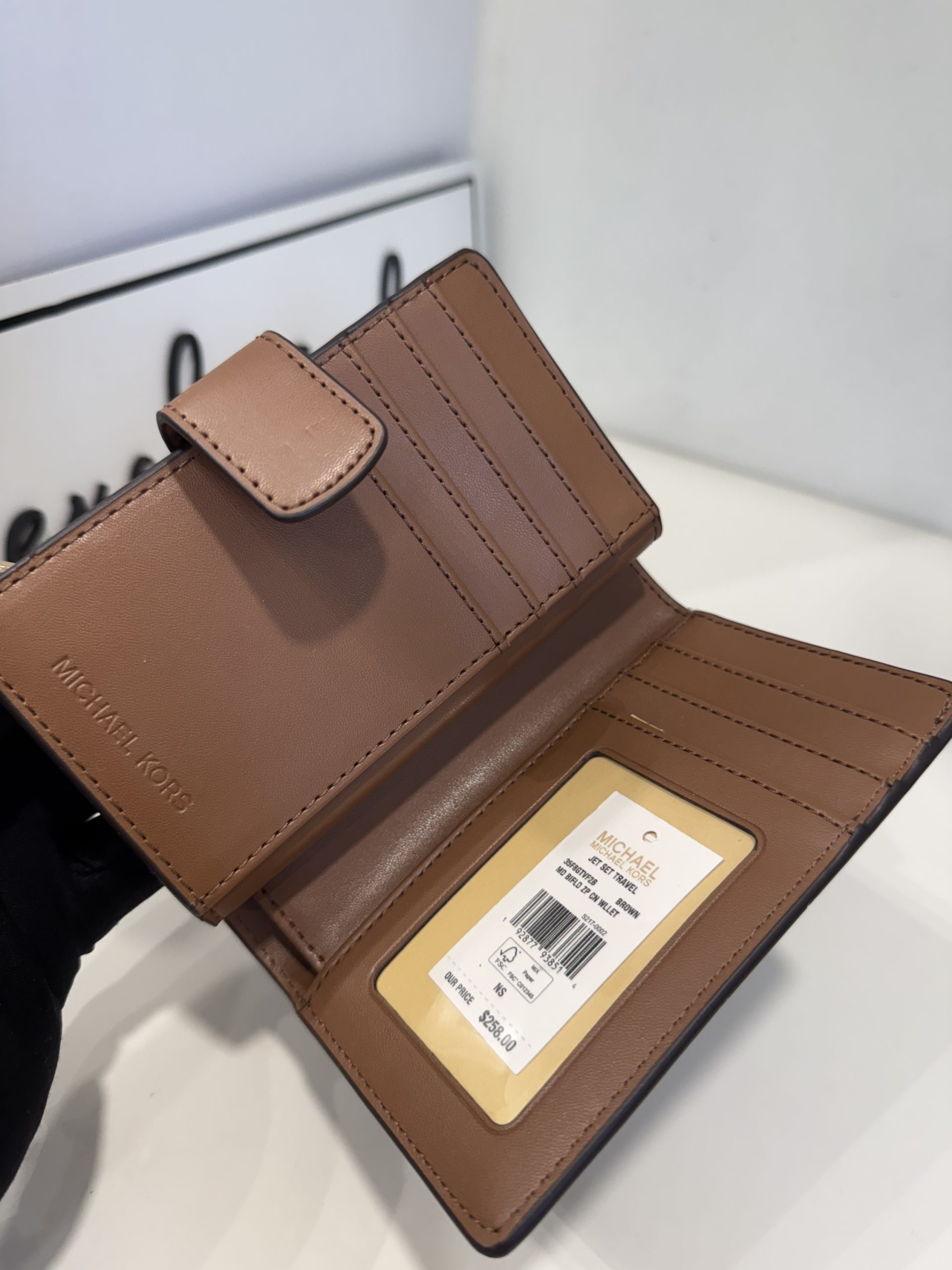 Michael Kors Jet Set Travel Medium Wallet in Signature Brown - Image 3