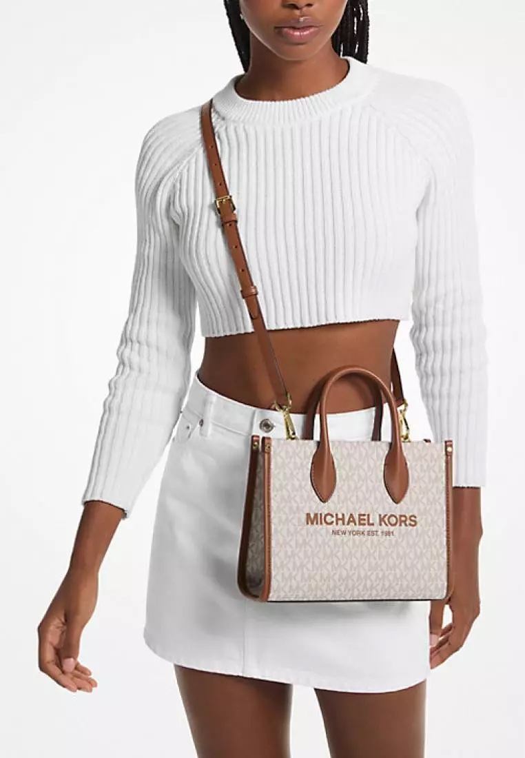 Michael Kors Mirella Small Shopper TZ Crossbody in Signature Vanilla - Image 5